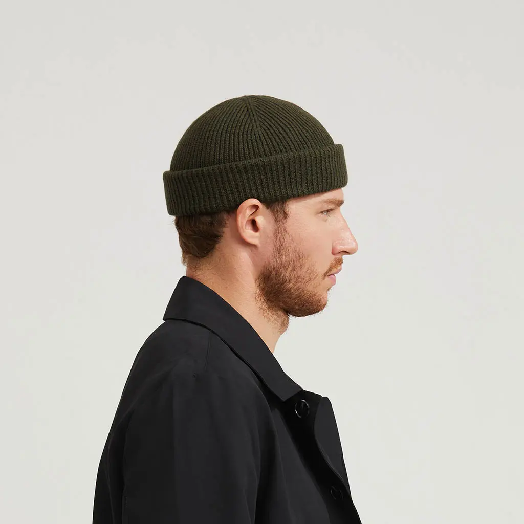 ARMY GREEN SHORT BEANIE - Image 3